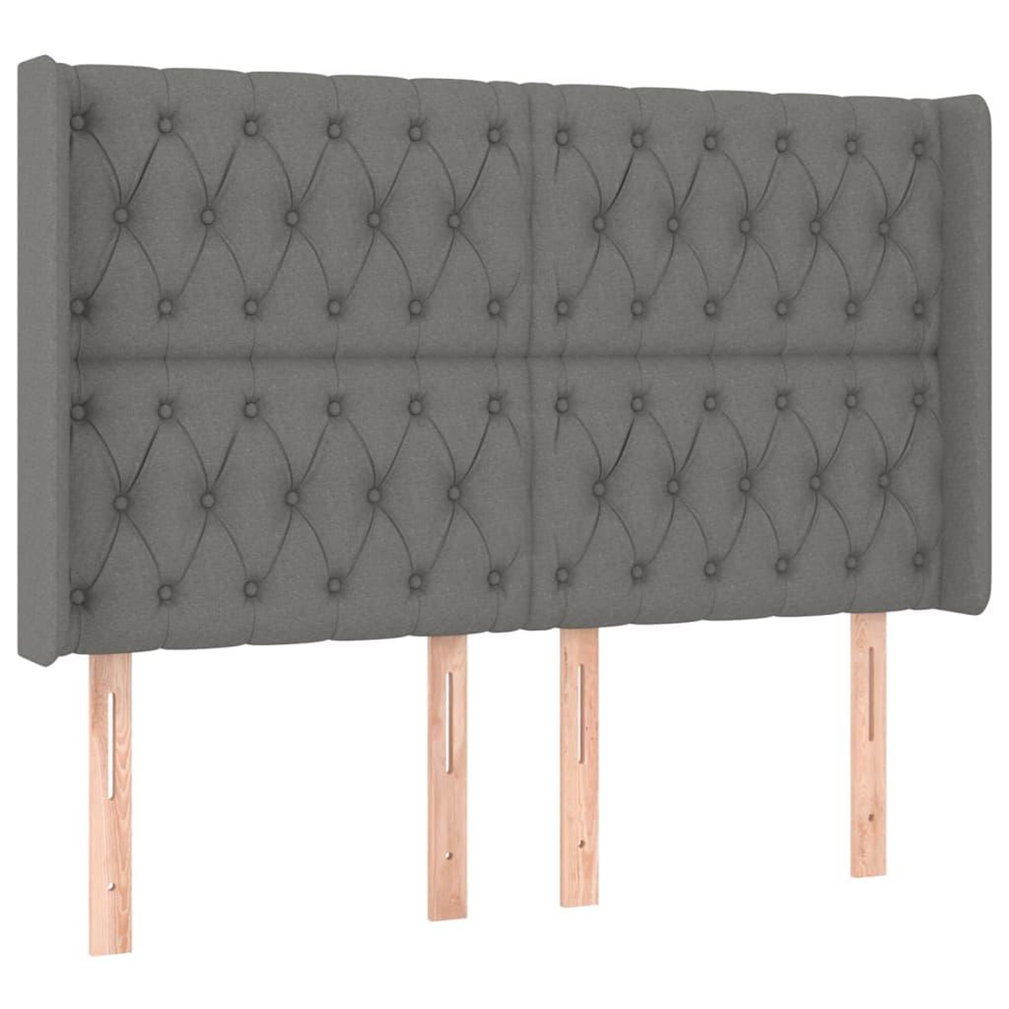 Voir la diapositive 2 : VIDAXL Tete de lit avec oreilles Gris fonce 163x16x118/128 cm Tissu