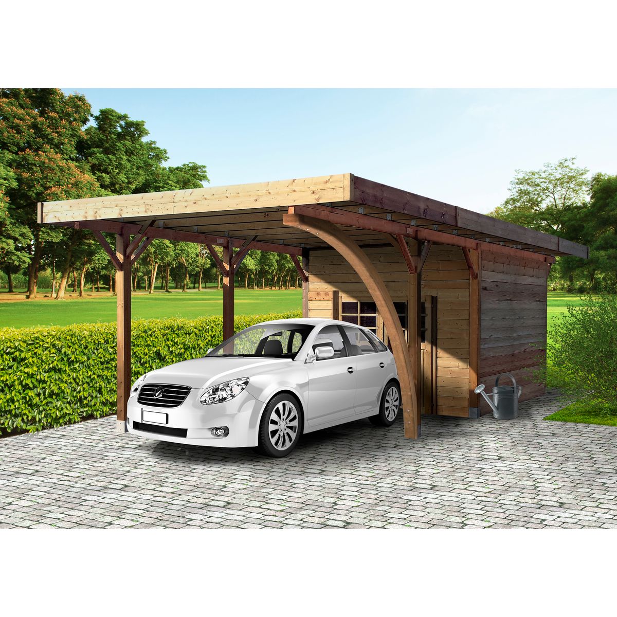 SOLID SUPERIA Carport avec remise - Bois traité en autoclave - 14.58m² - CUST