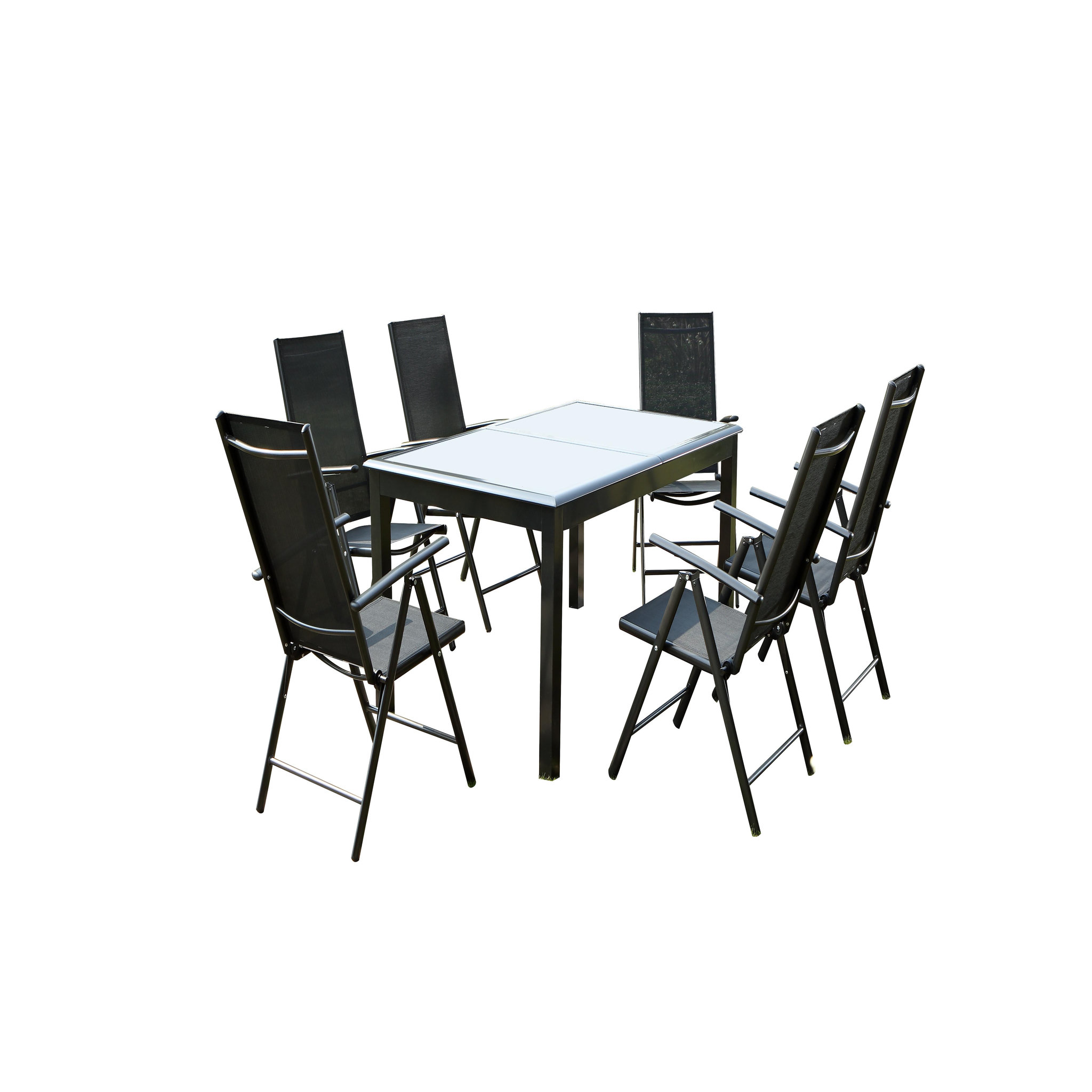 CONCEPT USINE Table de jardin et 6 chaises en aluminium gris RAVENNE
