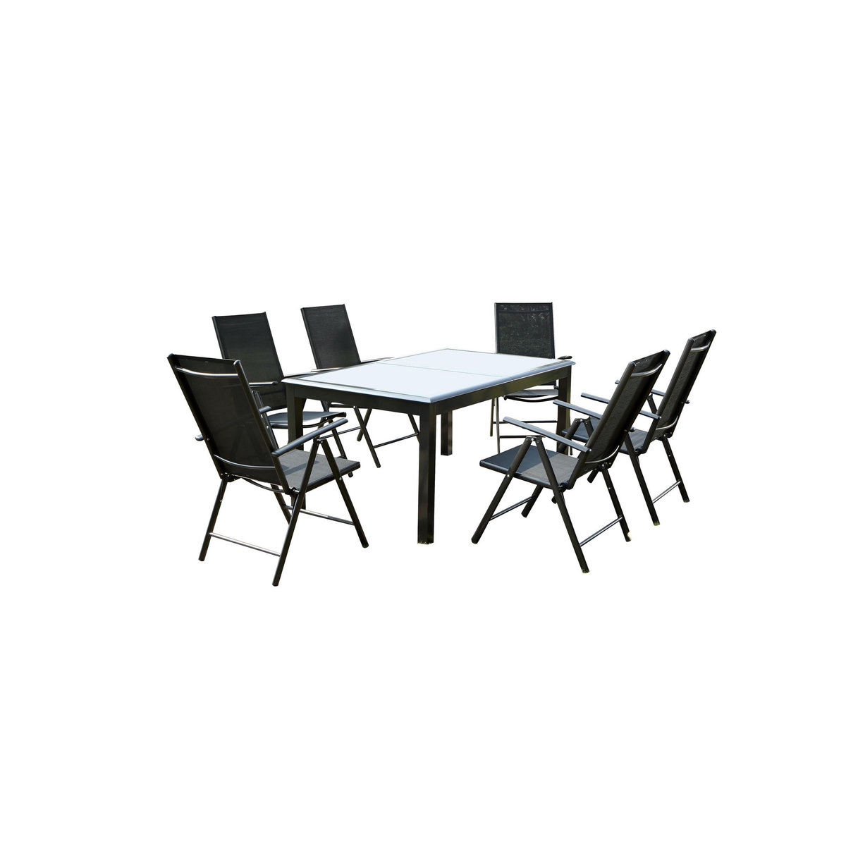 CONCEPT USINE Table de jardin et 6 chaises en aluminium gris RAVENNE