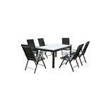 CONCEPT USINE Table de jardin et 6 chaises en aluminium gris RAVENNE