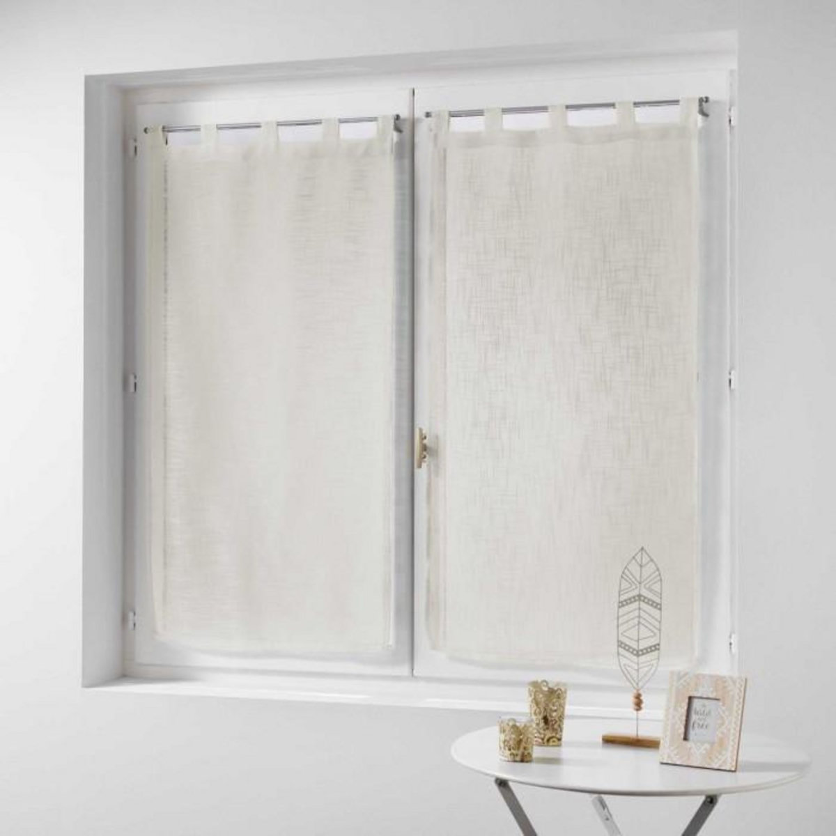 Paris Prix Paire de Voilages  Haltona  60x90cm Naturel