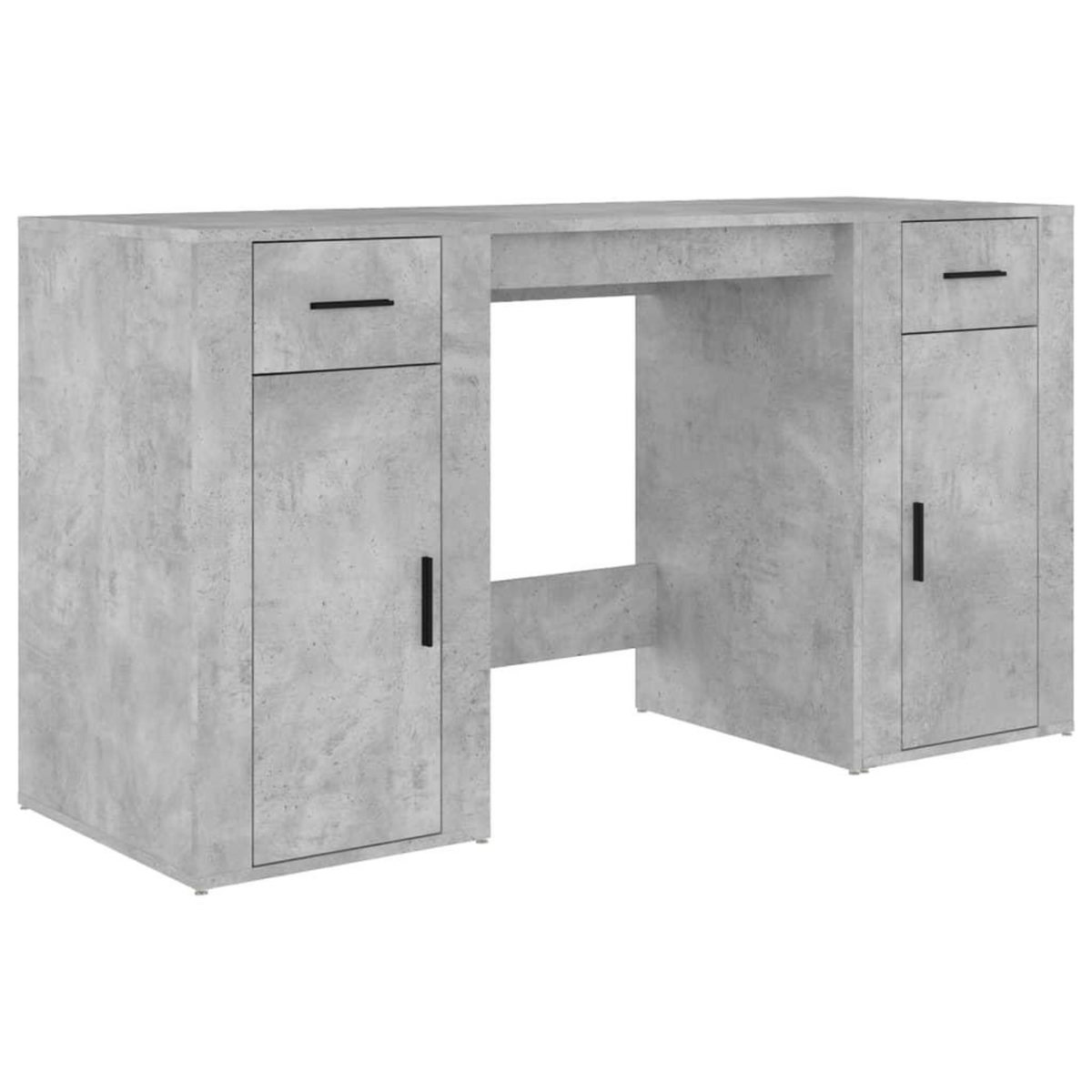 VIDAXL Bureau avec armoire gris beton bois d'ingenierie