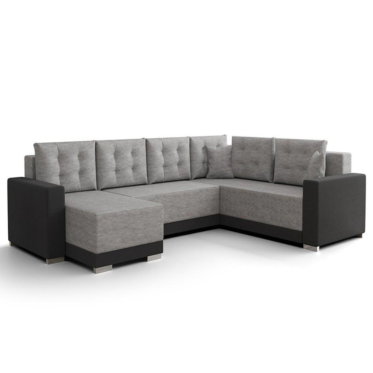 BEST MOBILIER Roger - canapé panoramique d'angle réversible 7 places convertible avec coffre en tissu