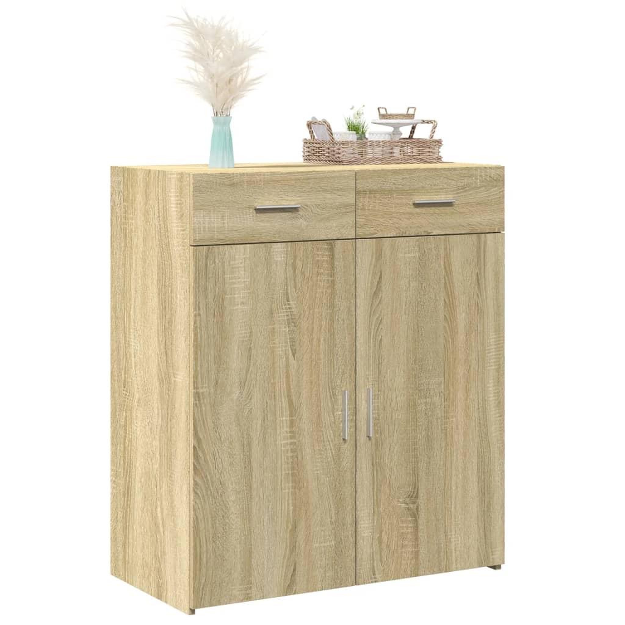 Voir la diapositive 3 : VIDAXL Buffet chene sonoma 80x42,5x93 cm bois d'ingenierie