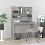 VIDAXL Bureau avec etageres Gris beton 102x45x148 cm Bois d'ingenierie