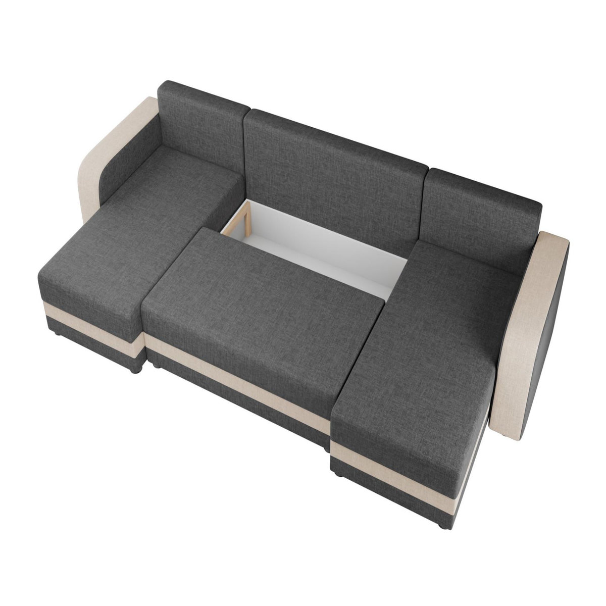 BEST MOBILIER Harvey - canapé panoramique en u 7 places convertible avec coffre en tissu bicolore