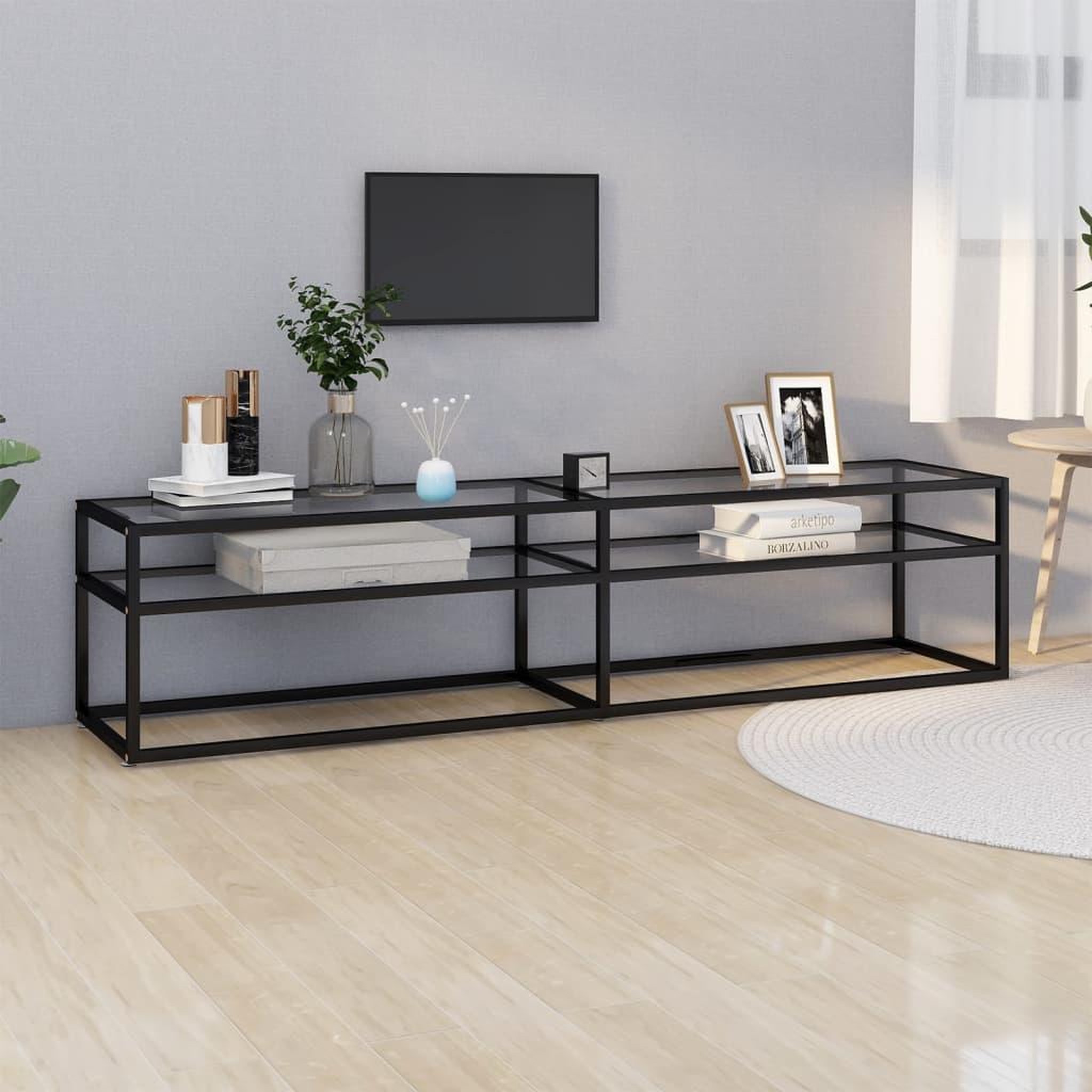VIDAXL Meuble TV Transparent 180x40x40,5 cm Verre trempe