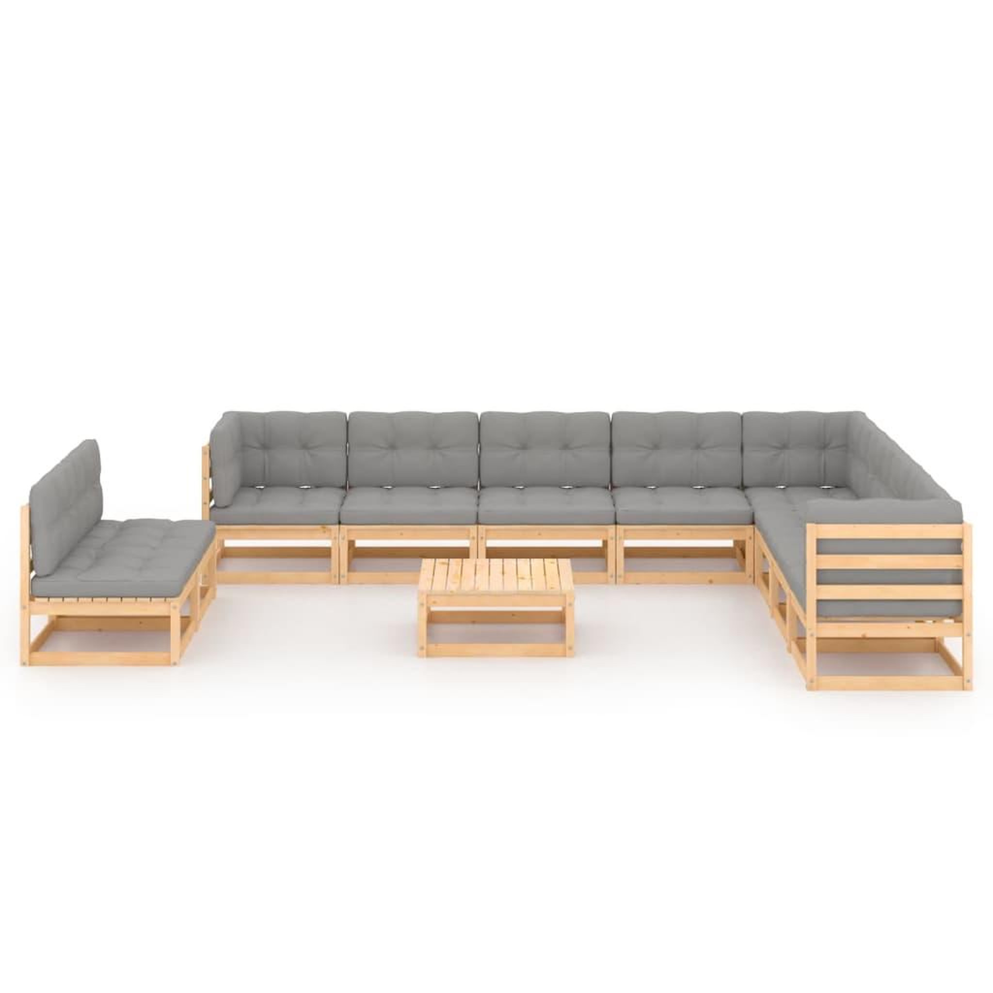 Voir la diapositive 2 : VIDAXL Salon de jardin 11 pcs avec coussins Bois de pin massif