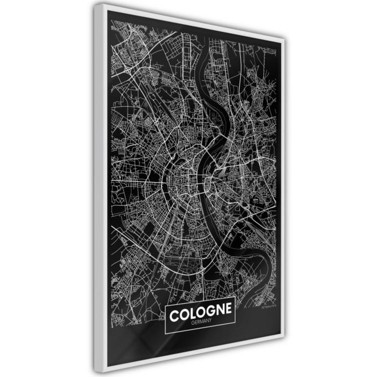 Paris Prix Affiche Murale Encadrée  City Map Cologne Dark