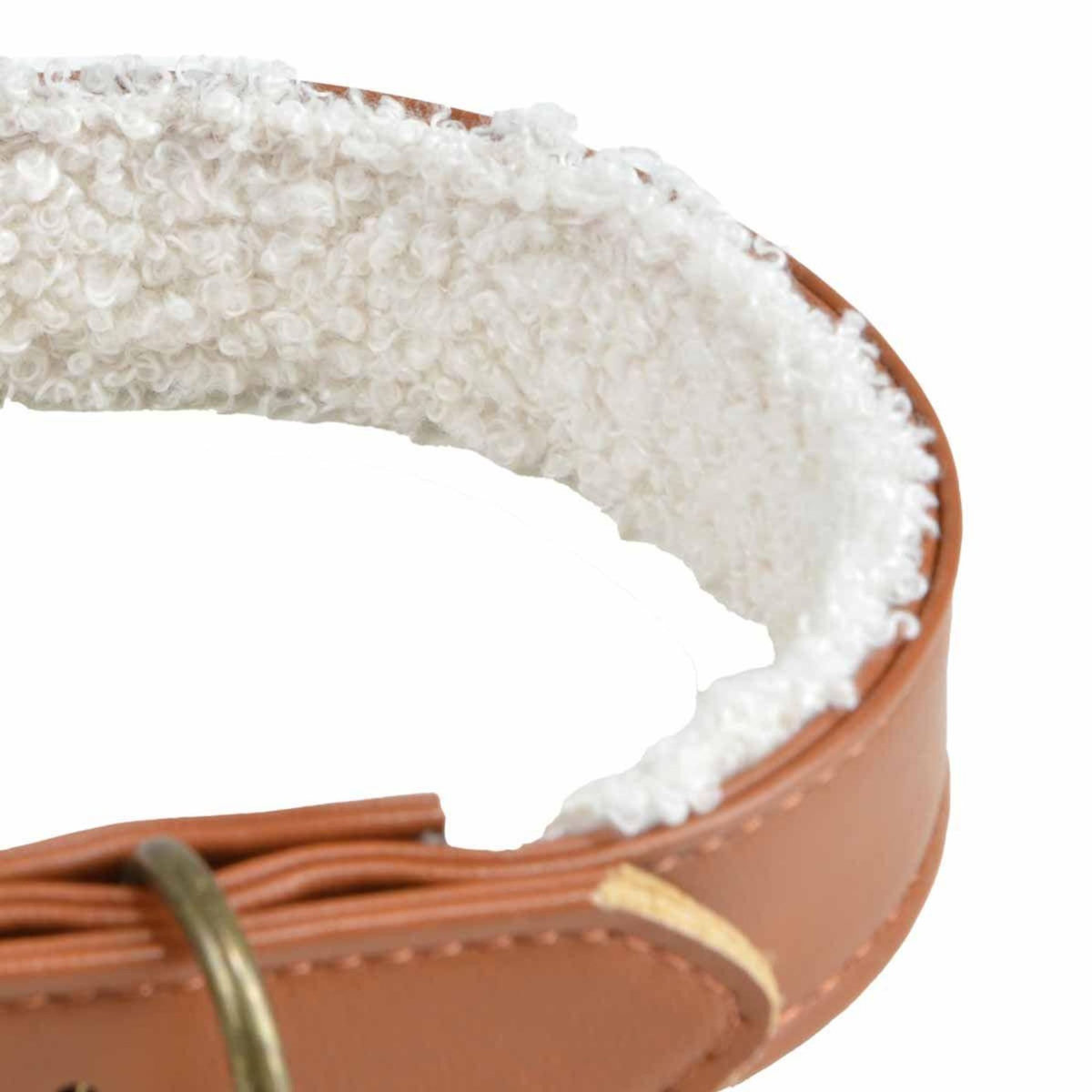 Paris Prix Collier pour Chien  Wooly  40cm Cognac & Écru