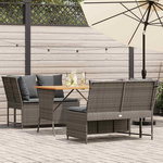 VIDAXL Salon de jardin avec coussins 3 pcs gris resine tressee