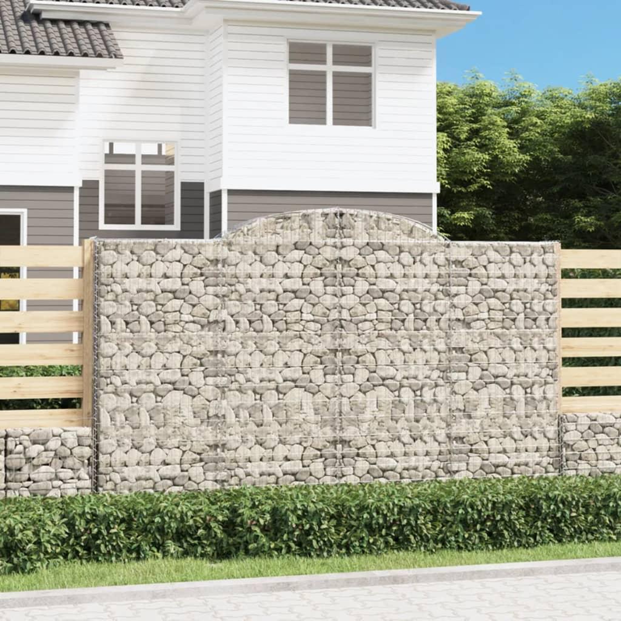 VIDAXL Paniers a gabions arques 3 pcs 300x50x180/200 cm fer galvanise