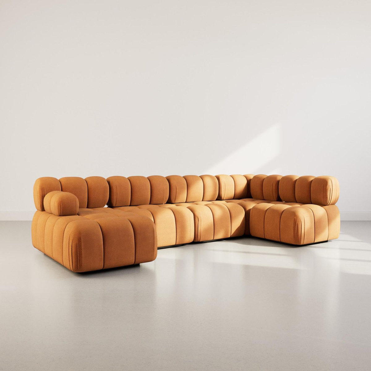 LISA DESIGN Ruby - canapé panoramique modulable d'angle droit 7 places en velours texturé