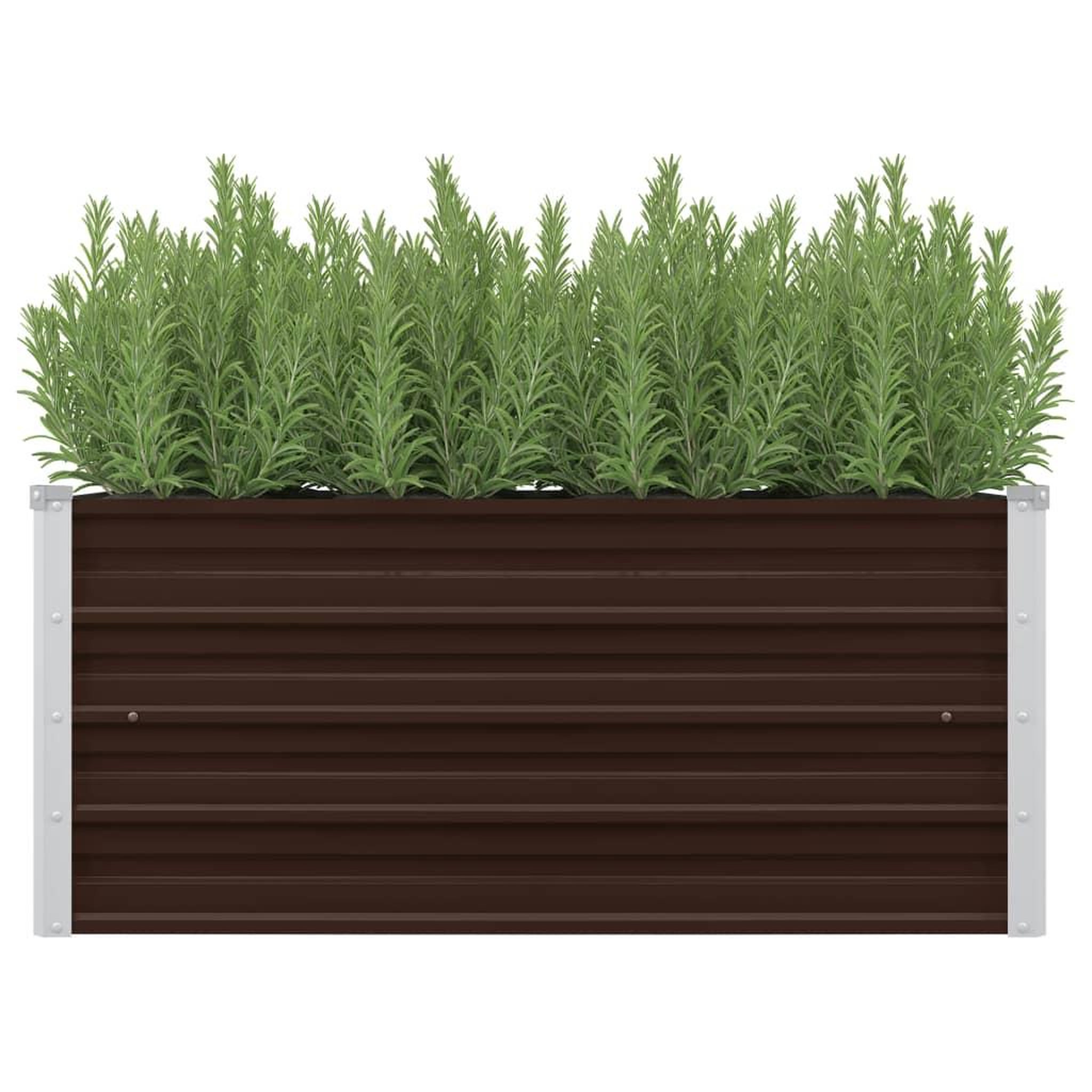 Voir la diapositive 1 : VIDAXL Lit sureleve de jardin Marron 100x40x45 cm Acier galvanise