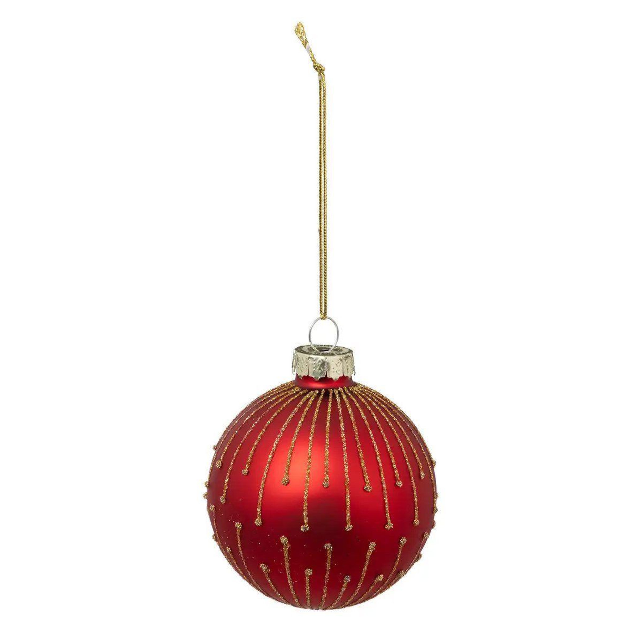 ATMOSPHERA Boule de noël en verre  perlée  7cm rouge