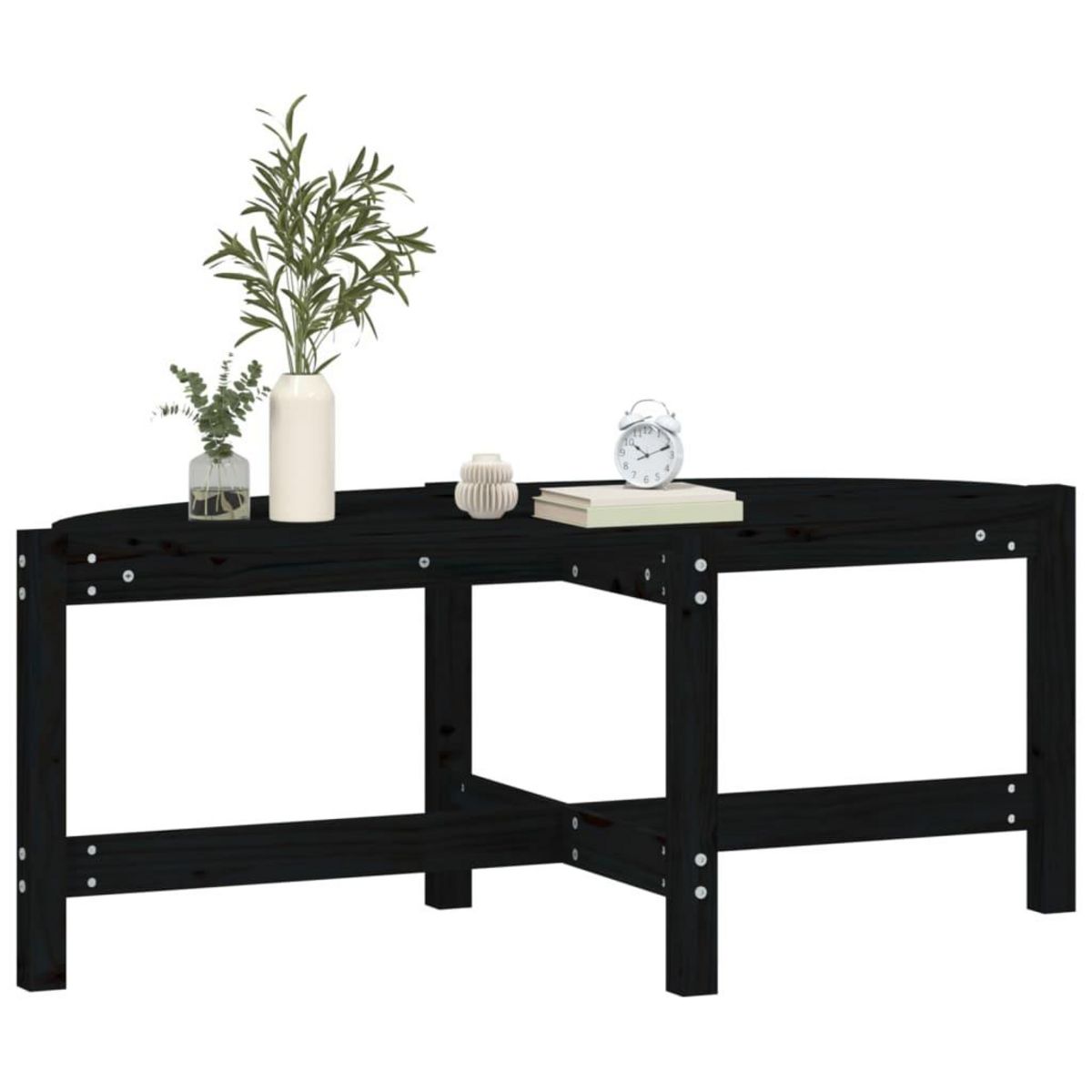 VIDAXL Table basse Noir 118x63x45 cm Bois massif de pin