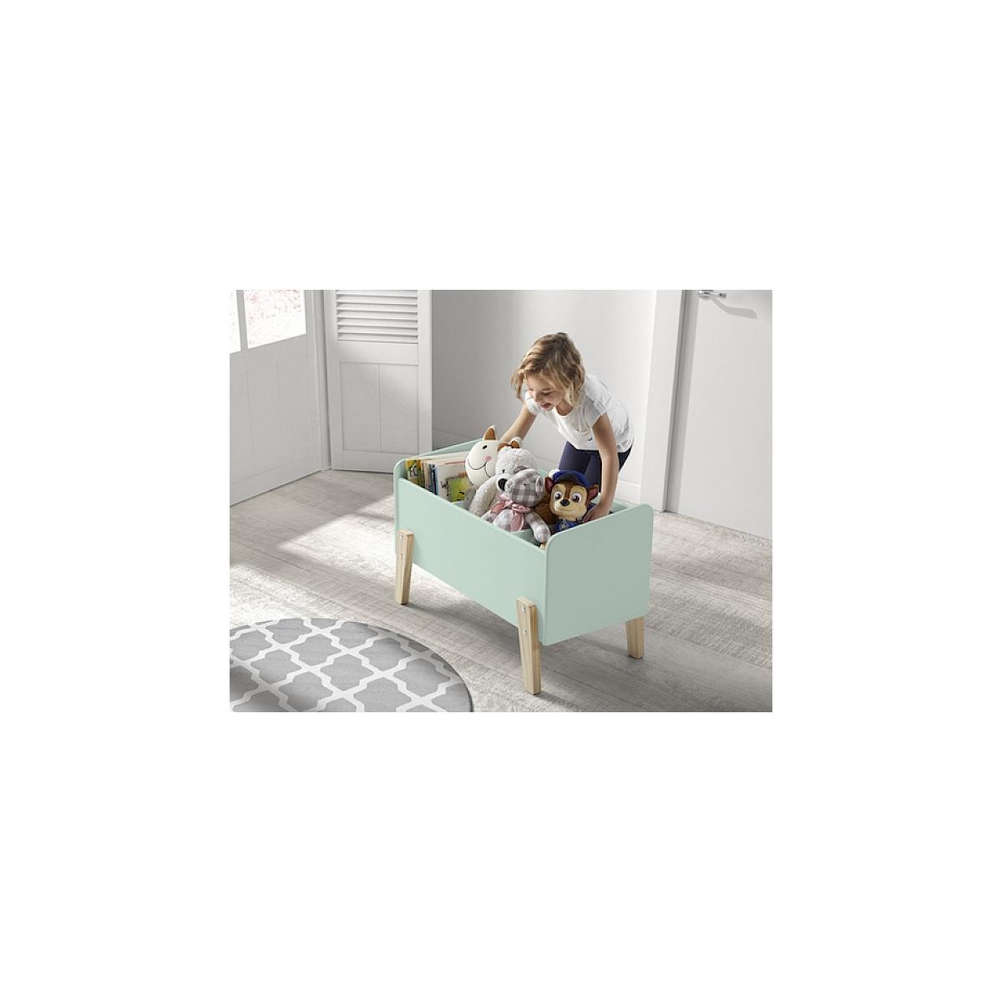Voir la diapositive 2 : Paris Prix Coffre à jouets  kiddy  80cm vert menthe
