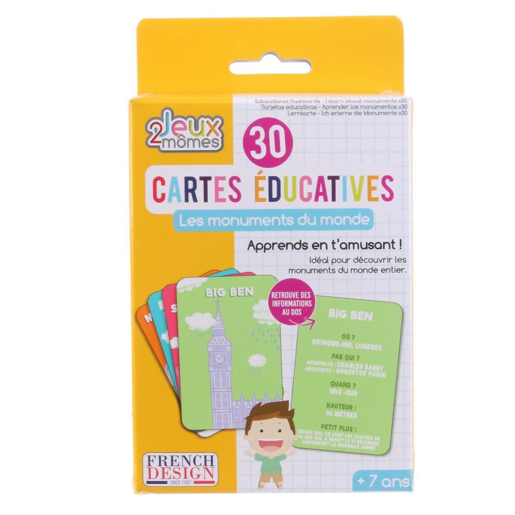 Jeux 2 momes Jeu de Cartes Educatives  Monuments  17cm Multicolore