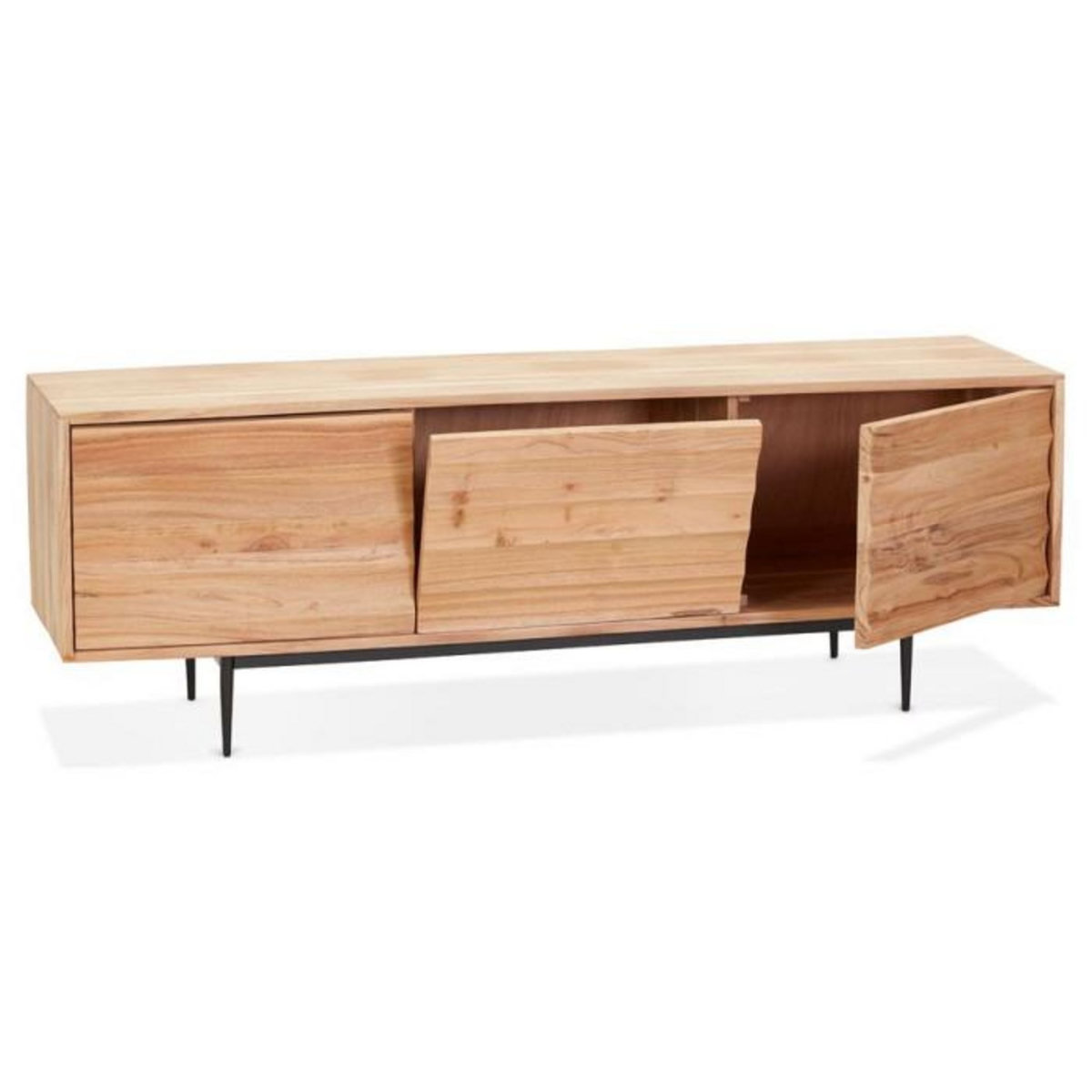 Paris Prix Meuble TV 3 Portes en Bois  Myriam  147cm Naturel