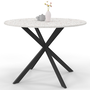 Voir la diapositive 4 : ID MARKET Table à manger ronde ALIX 6 personnes pied araignée noir plateau effet terrazzo SIMONE  110 cm