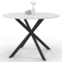 Voir la diapositive 4 : ID MARKET Table à manger ronde ALIX 6 personnes pied araignée noir plateau effet terrazzo SIMONE  110 cm