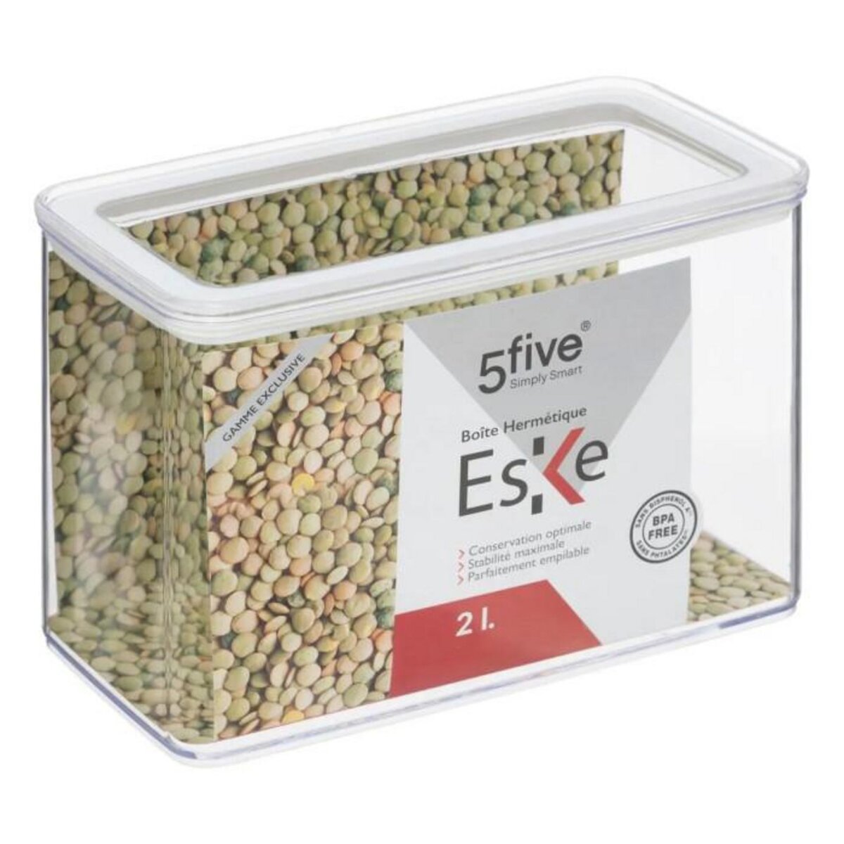 FIVE Boîte de Conservation Rectangulaire  Eske  2L Blanc