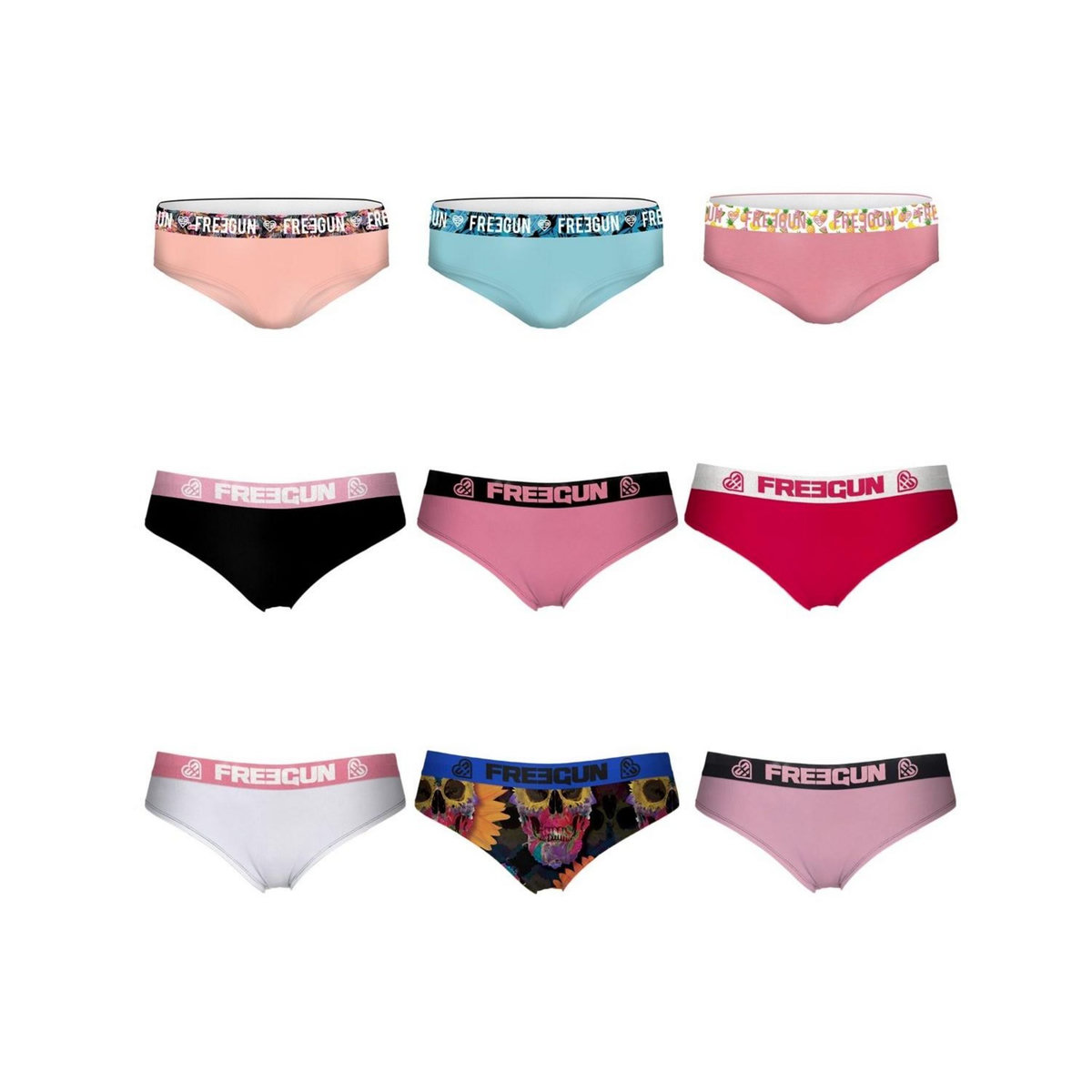 FREEGUN Pack Surprise de 3 Boxers coton femme