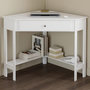 Voir la diapositive 2 : ID MARKET Bureau d'angle REMI blanc gain de place bureau informatique avec rangements et 1 tiroir