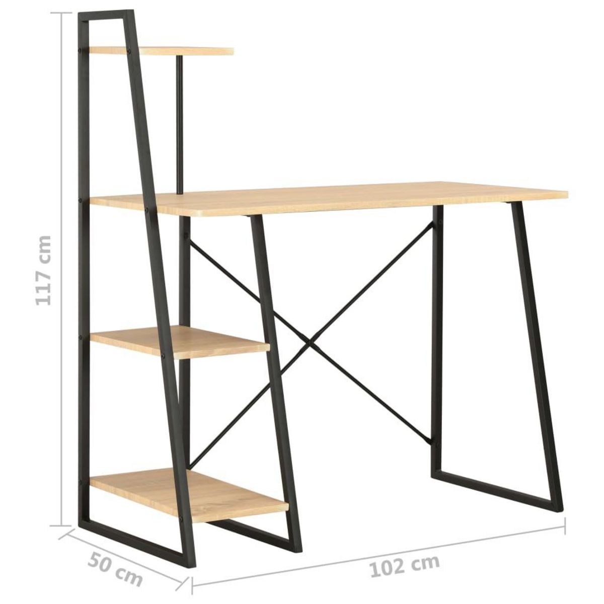 VIDAXL Bureau avec etagere Noir et chene 102x50x117 cm