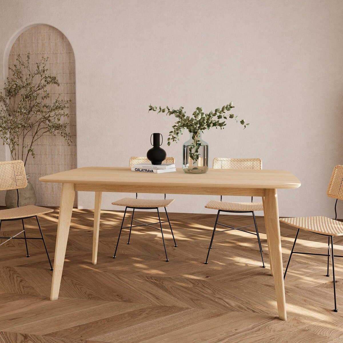 Rendez vous déco Table rectangulaire 6 personnes en bois clair 150 cm - Oman