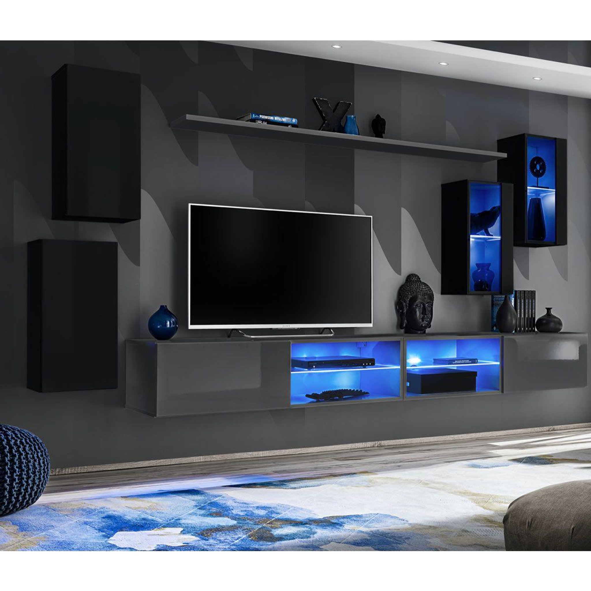 Voir la diapositive 1 : Paris Prix Ensemble meuble tv  switch xxv  280cm noir & gris