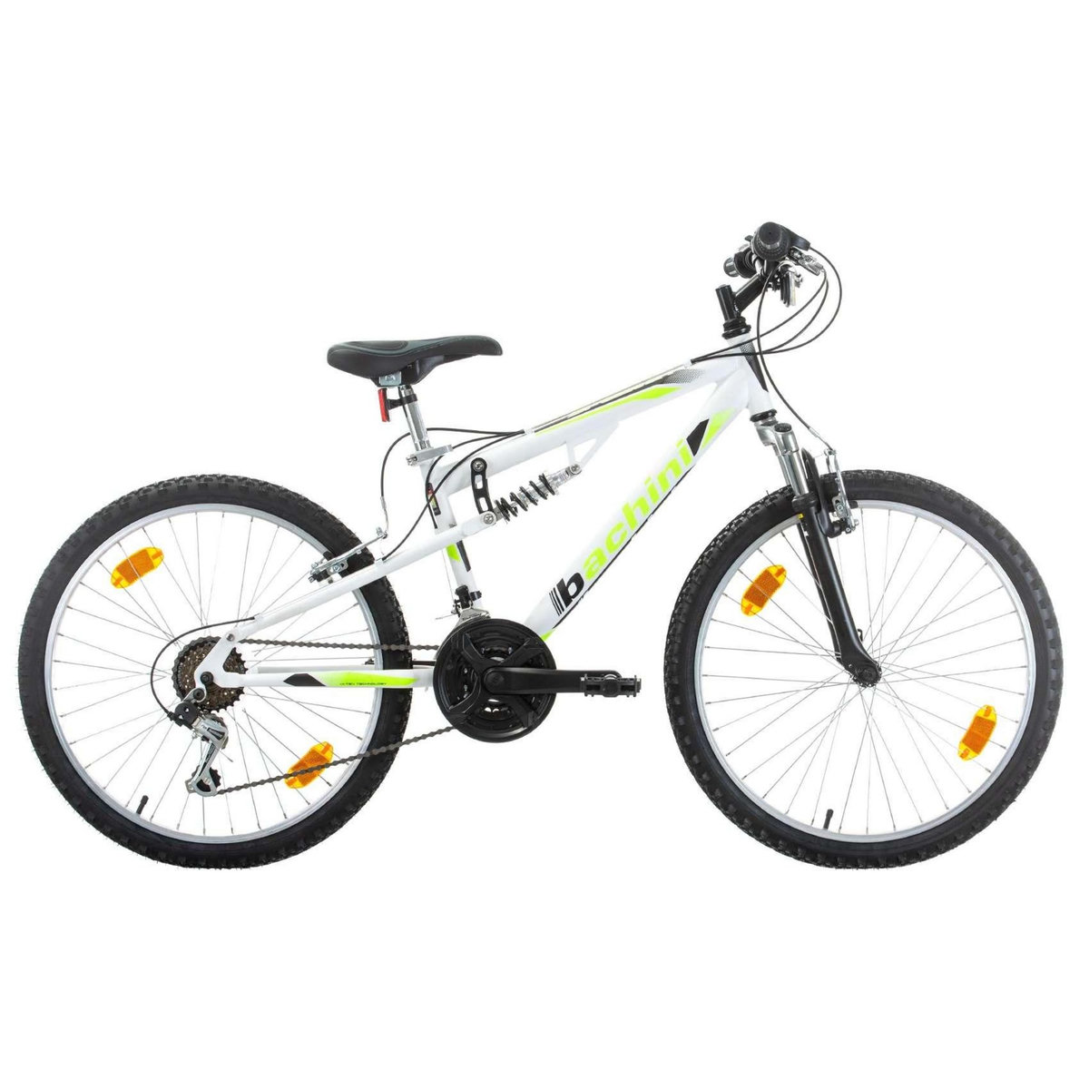 BACHINI Vélo enfant - VTT 24''  - Modèle Tout Suspendu avec transmission complète Shimano pour enfant de taille comprise entre 1.35 et 1.60m + Garde-boues offerts !