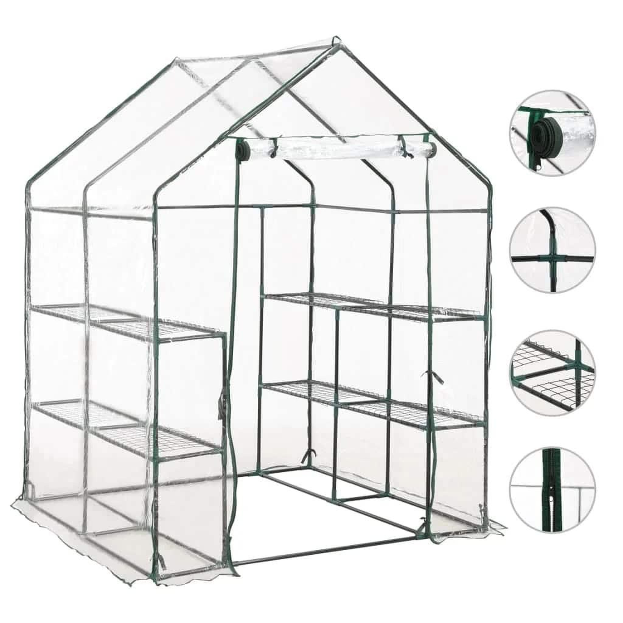 VIDAXL Serre avec 8 etageres 143x143x195 cm