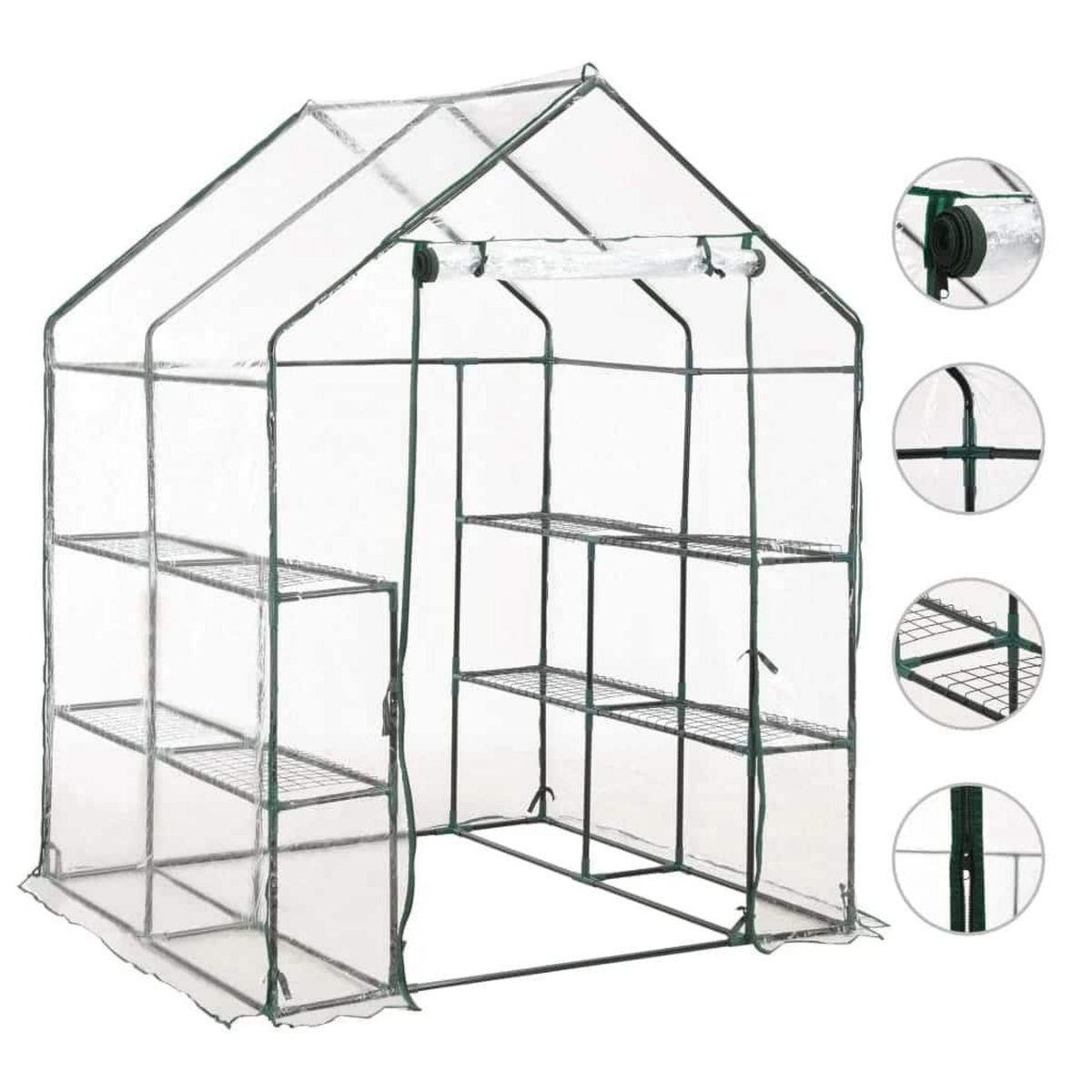VIDAXL Serre avec 8 etageres 143x143x195 cm