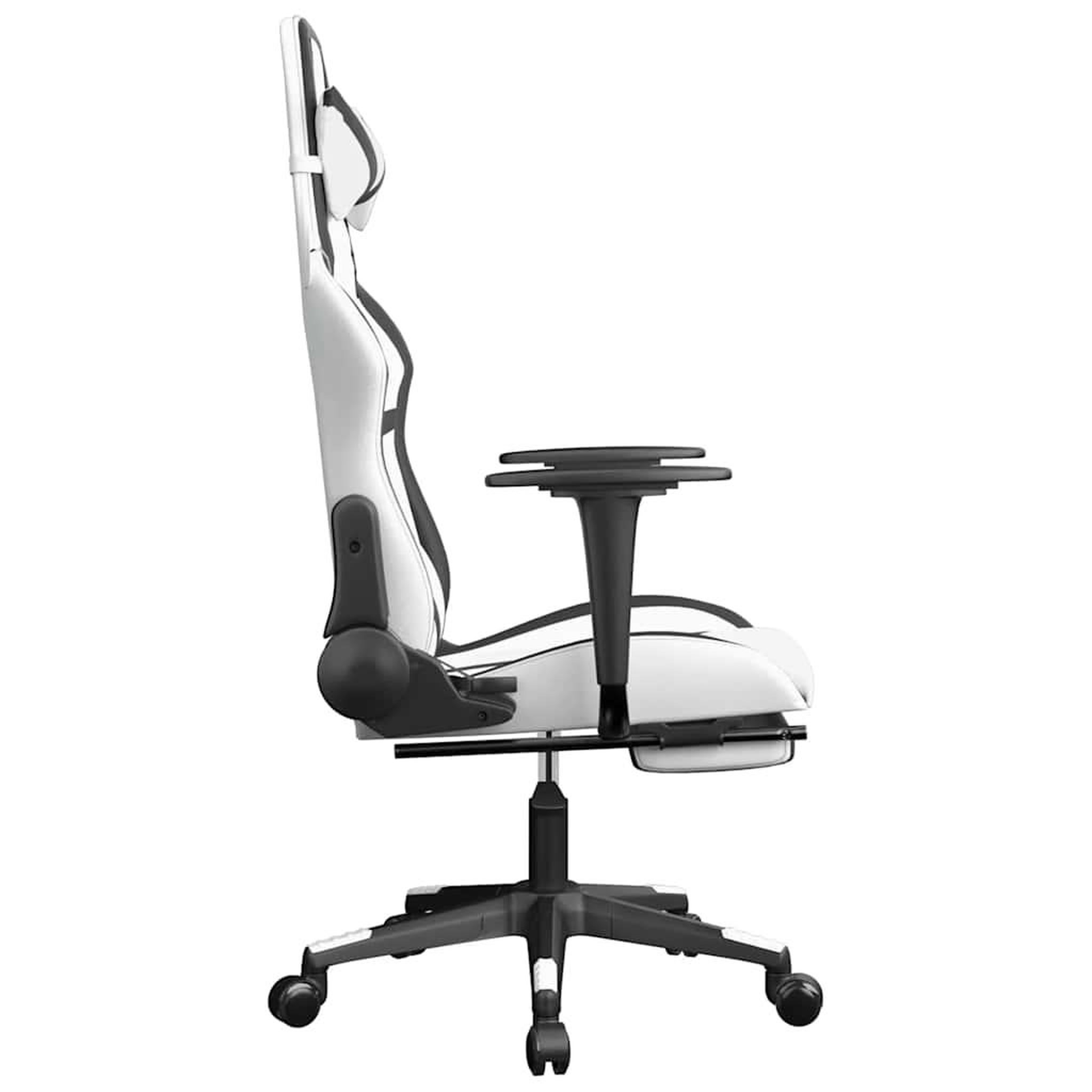 Voir la diapositive 5 : VIDAXL Chaise de jeu de massage avec repose-pied Blanc&Noir Similicuir