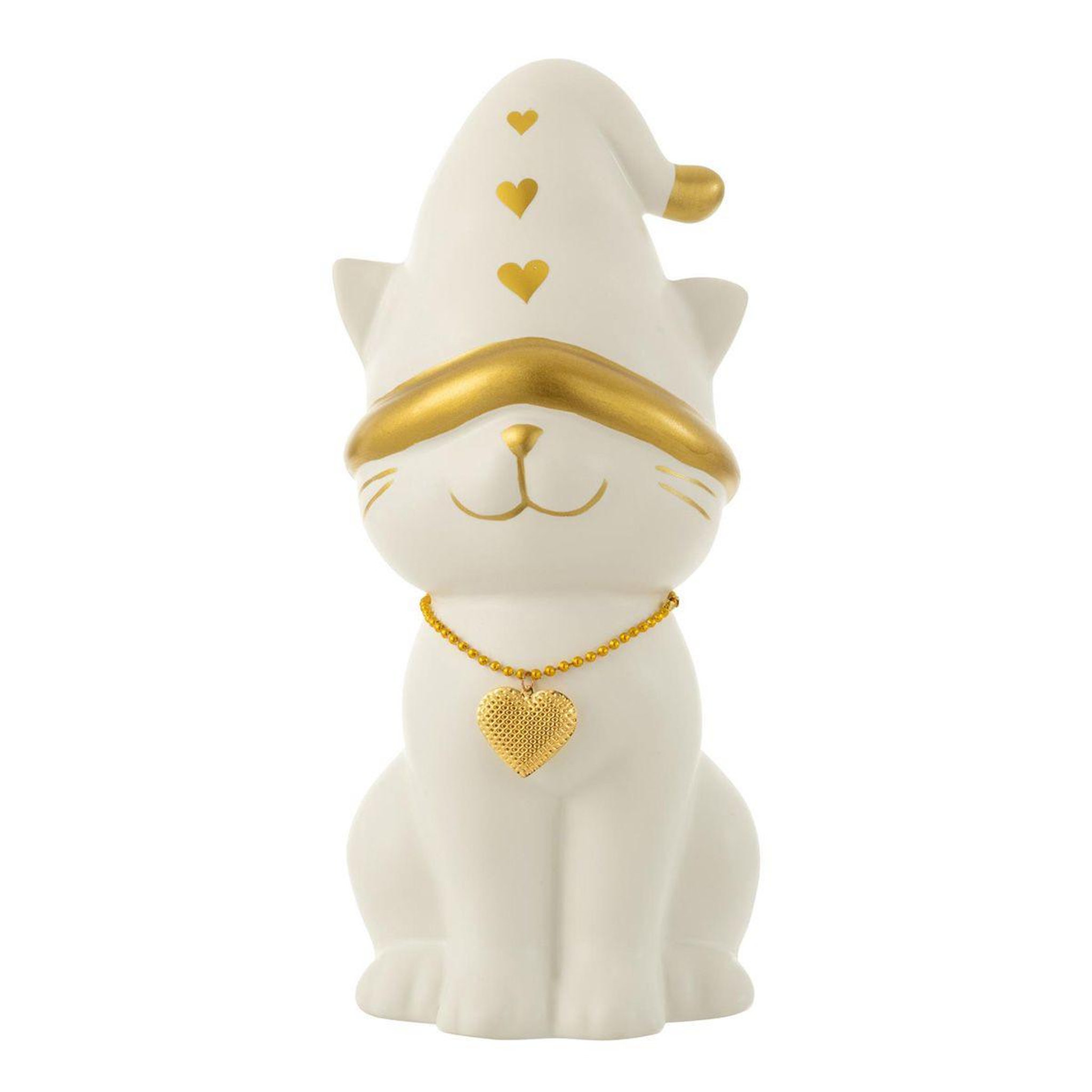 J-LINE Statuette déco chat  cœur  29cm blanc