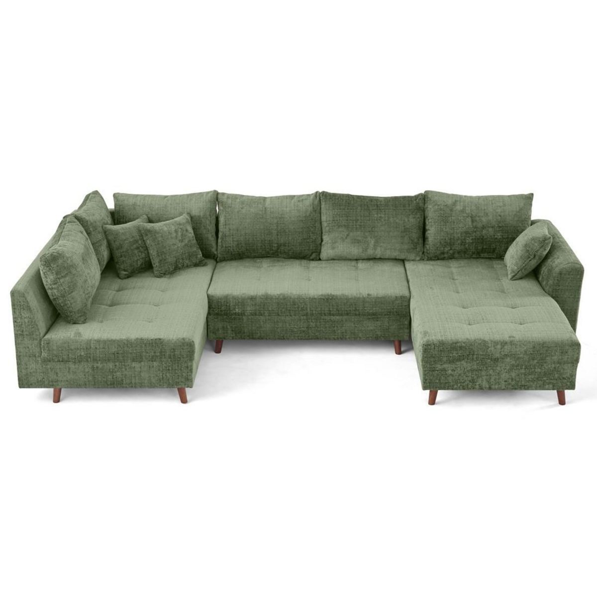 LISA DESIGN Rune - canapé panoramique d'angle gauche 7 places en velours texturé