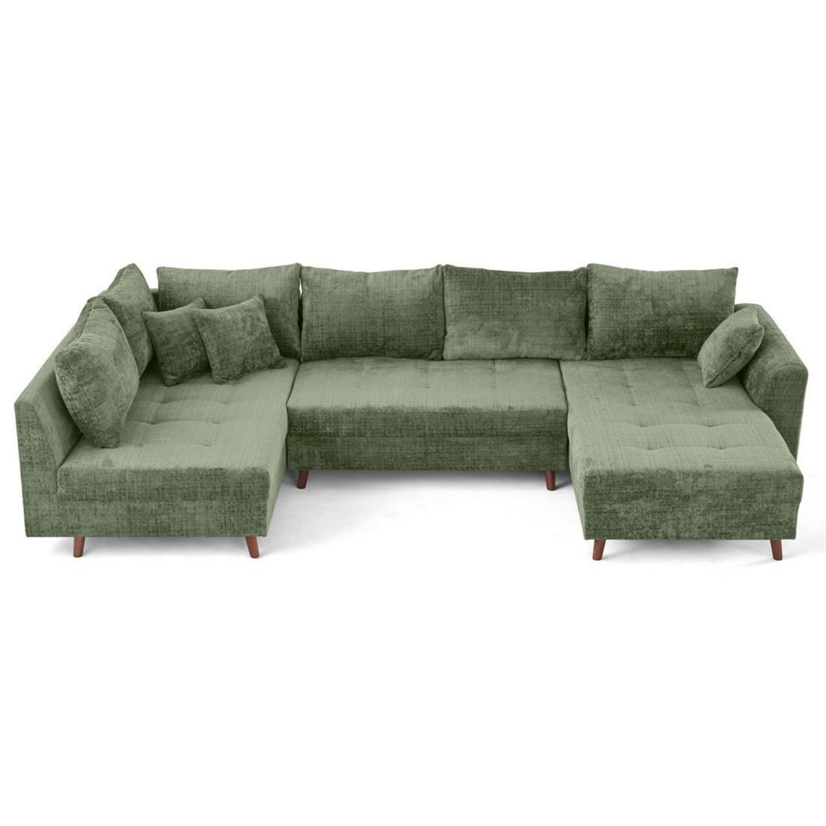 LISA DESIGN Rune - canapé panoramique d'angle gauche 7 places en velours texturé