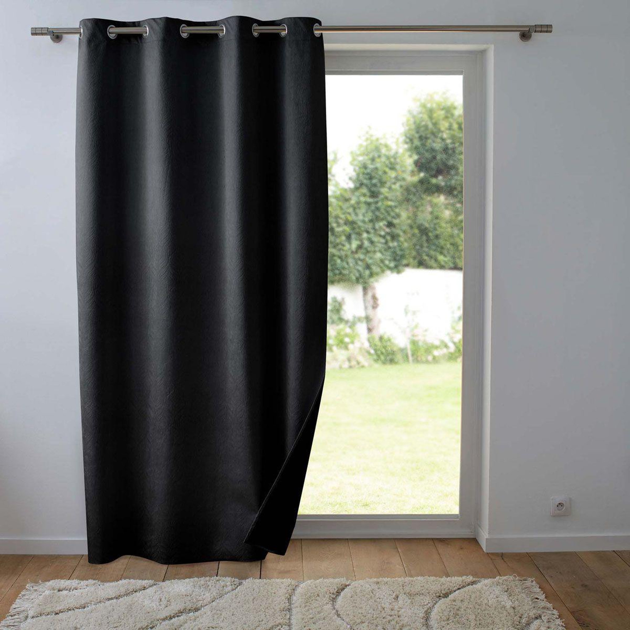 Douceur d'Intérieur Rideau occultant velours  shadow  140x260cm noir