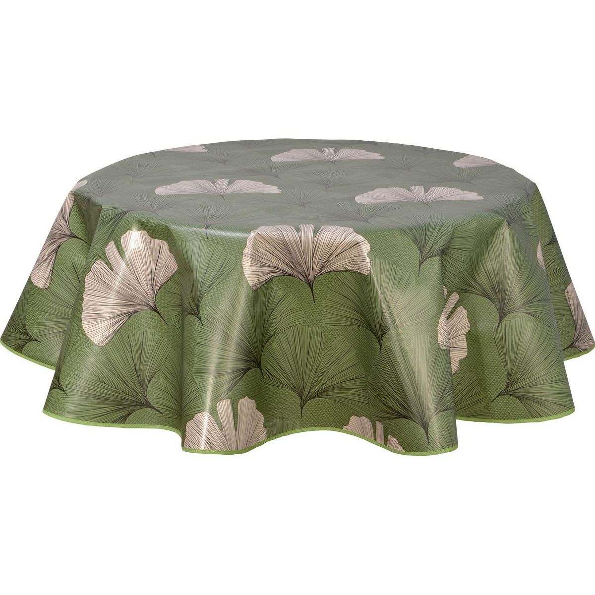 HABITABLE Nappe ronde en toile cirée  design Chantou - Diam. 135 cm - Vert