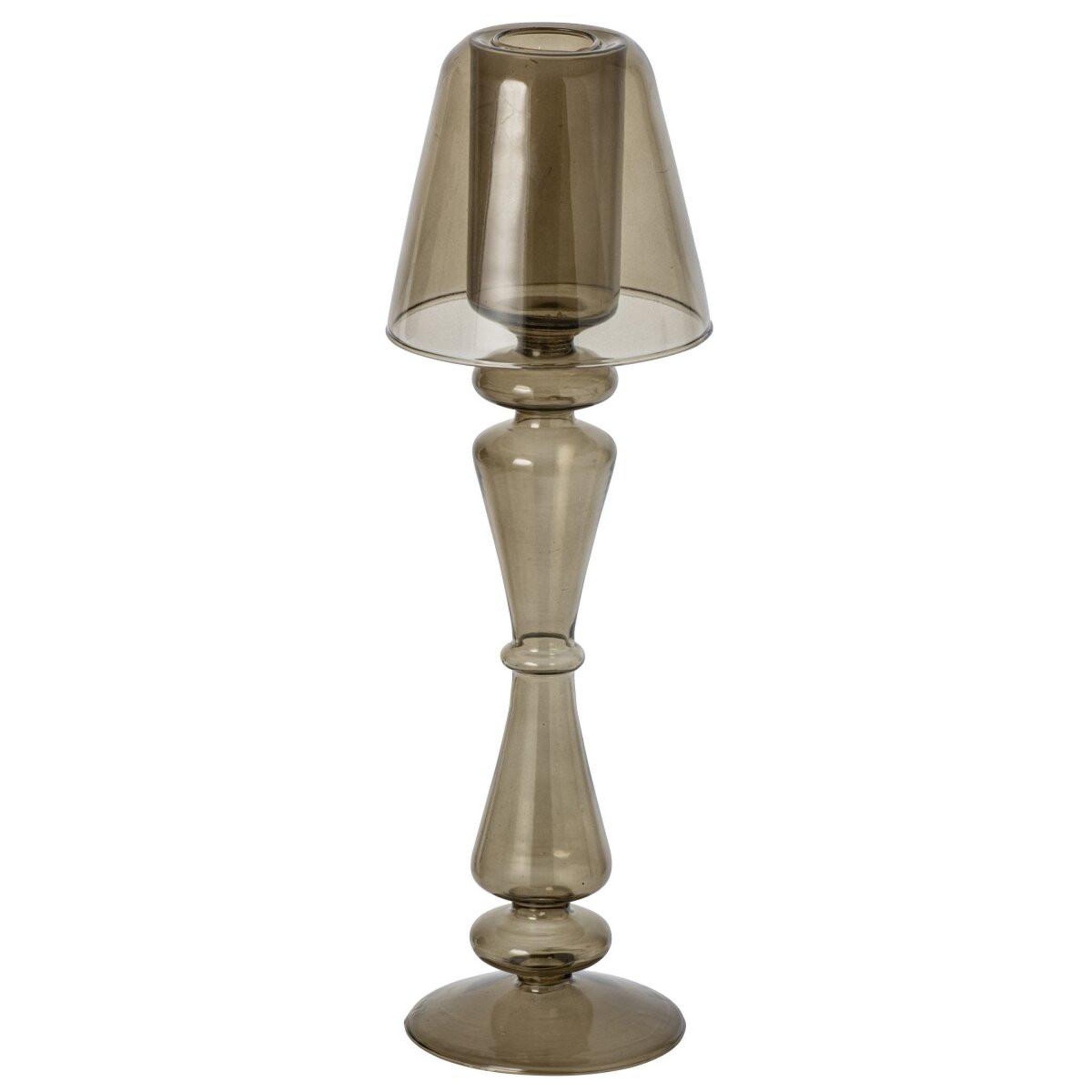 J-LINE Photophore Lampe en Verre  Silje  31cm Vert Olive