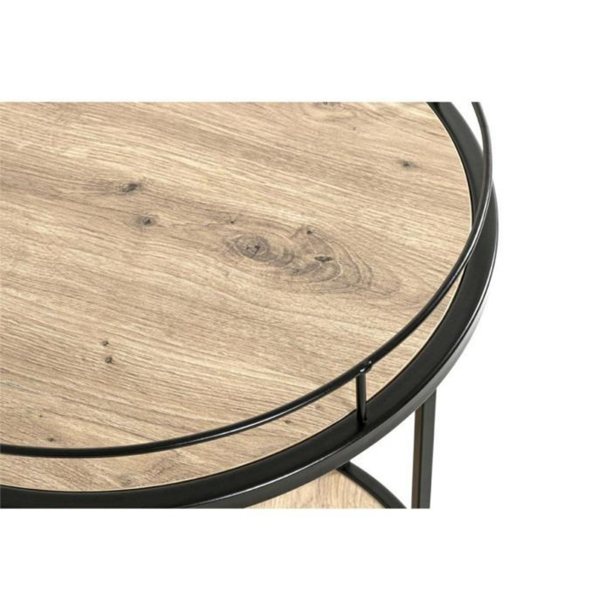 Paris Prix Desserte de Cuisine Ronde  Ascola  60cm Noir & Chêne