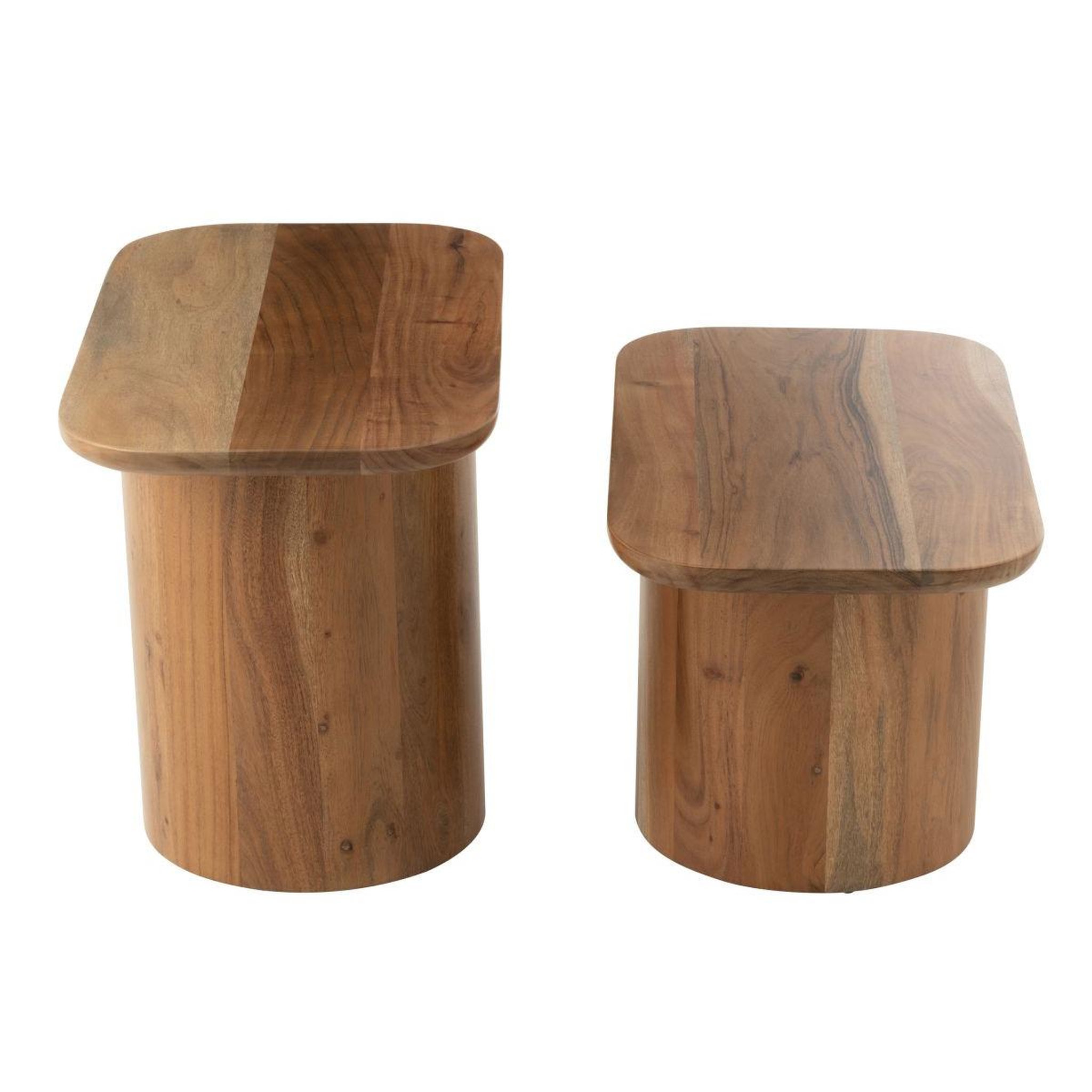 Voir la diapositive 3 : J-LINE Lot de 2 tables d'appoint en bois  glenda  60cm naturel