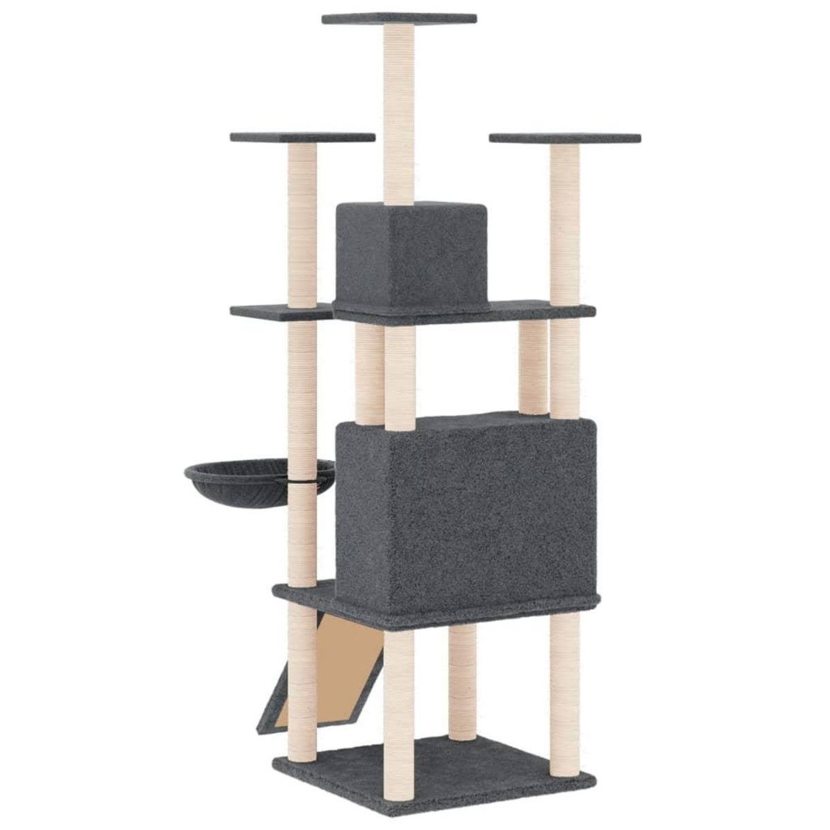 VIDAXL Arbre a chat avec griffoirs en sisal Gris fonce 154 cm