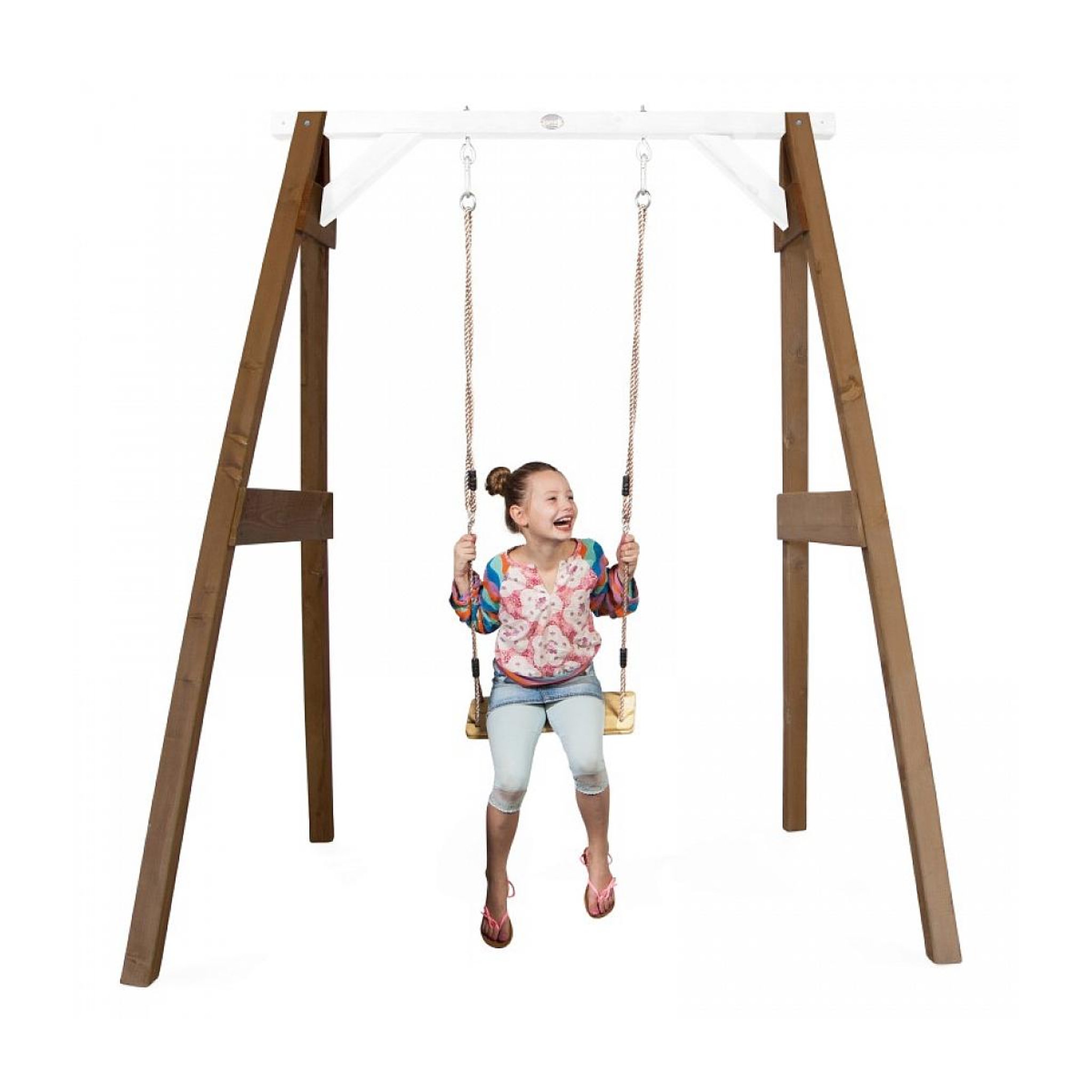 Voir la diapositive 2 : Axi House AXI Portique simple en bois 1 balançoire Marron Blanc 160x181x207cm