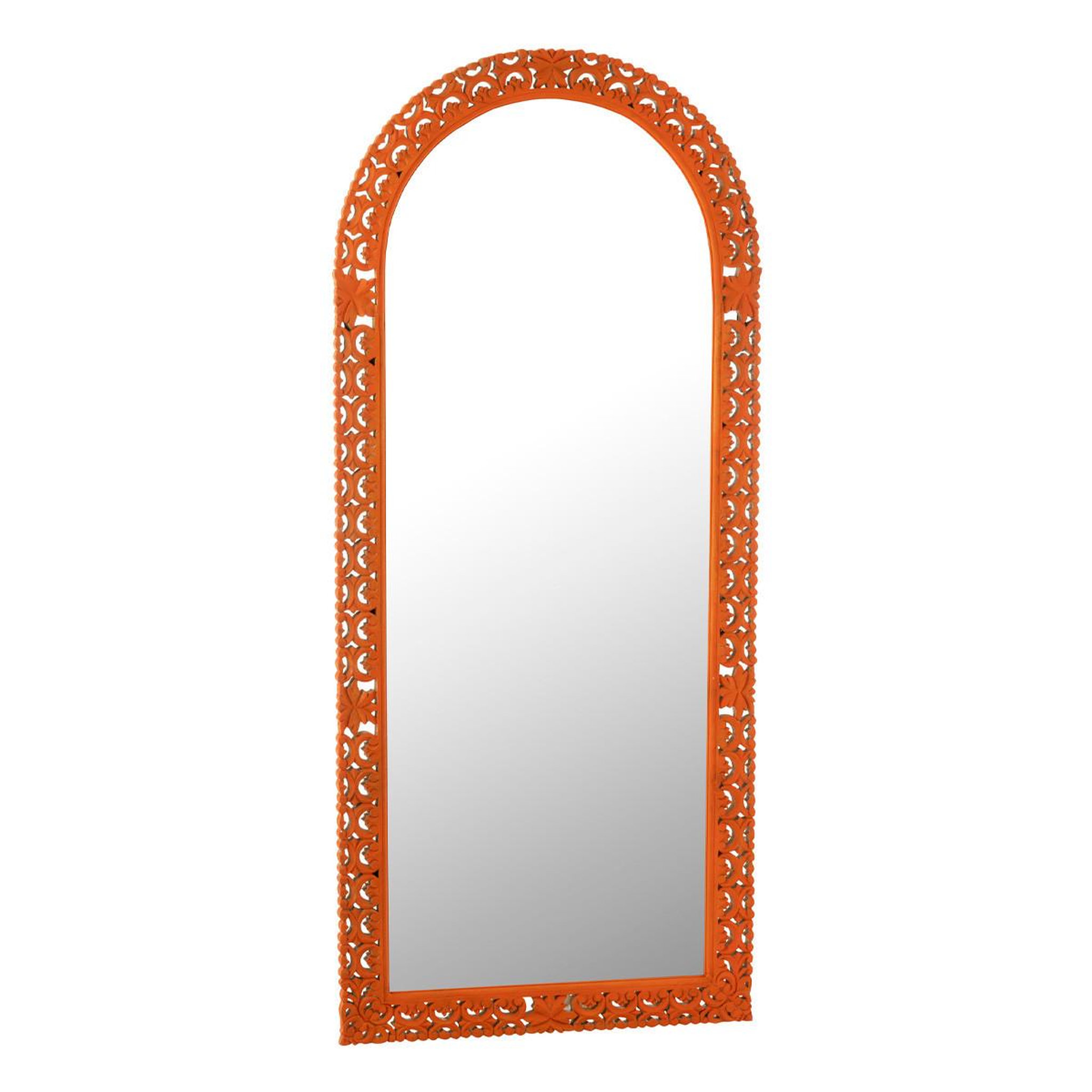 J-LINE Miroir Sculpté en Bois  Mumbai  160cm Orange