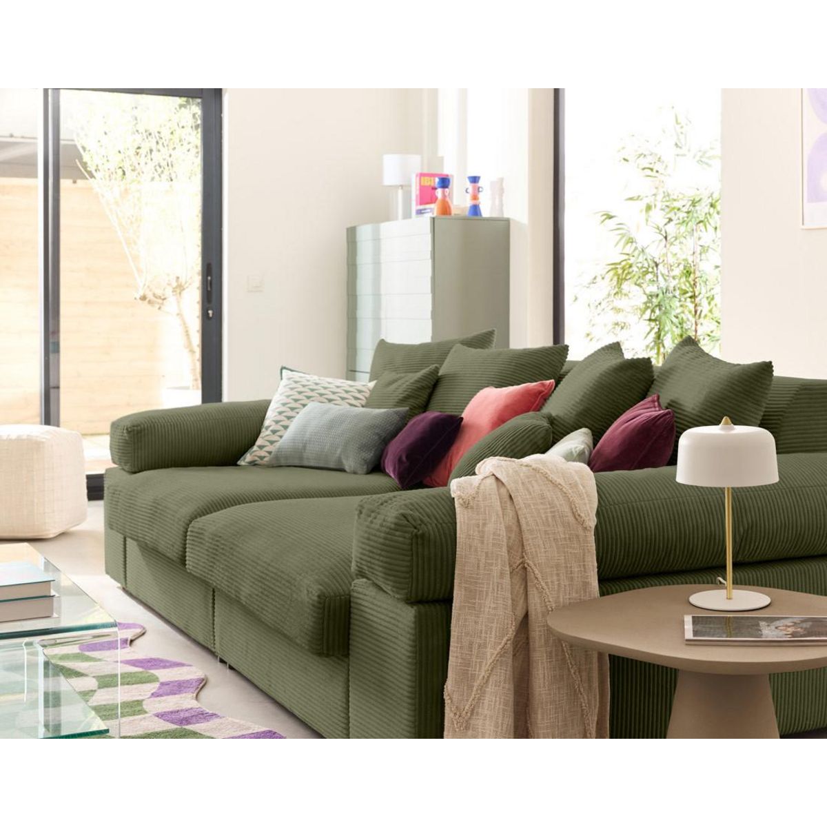 LISA DESIGN Aspen - canapé 4 places - assise profonde - velours côtelé