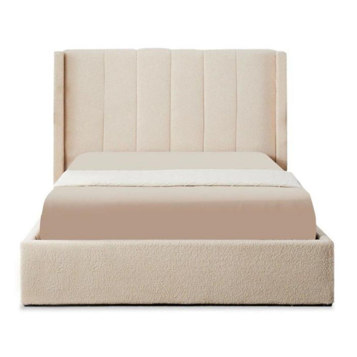 Paris Prix Lit Double Coffre Tissu Bouclette  Somia  140x190cm Crème