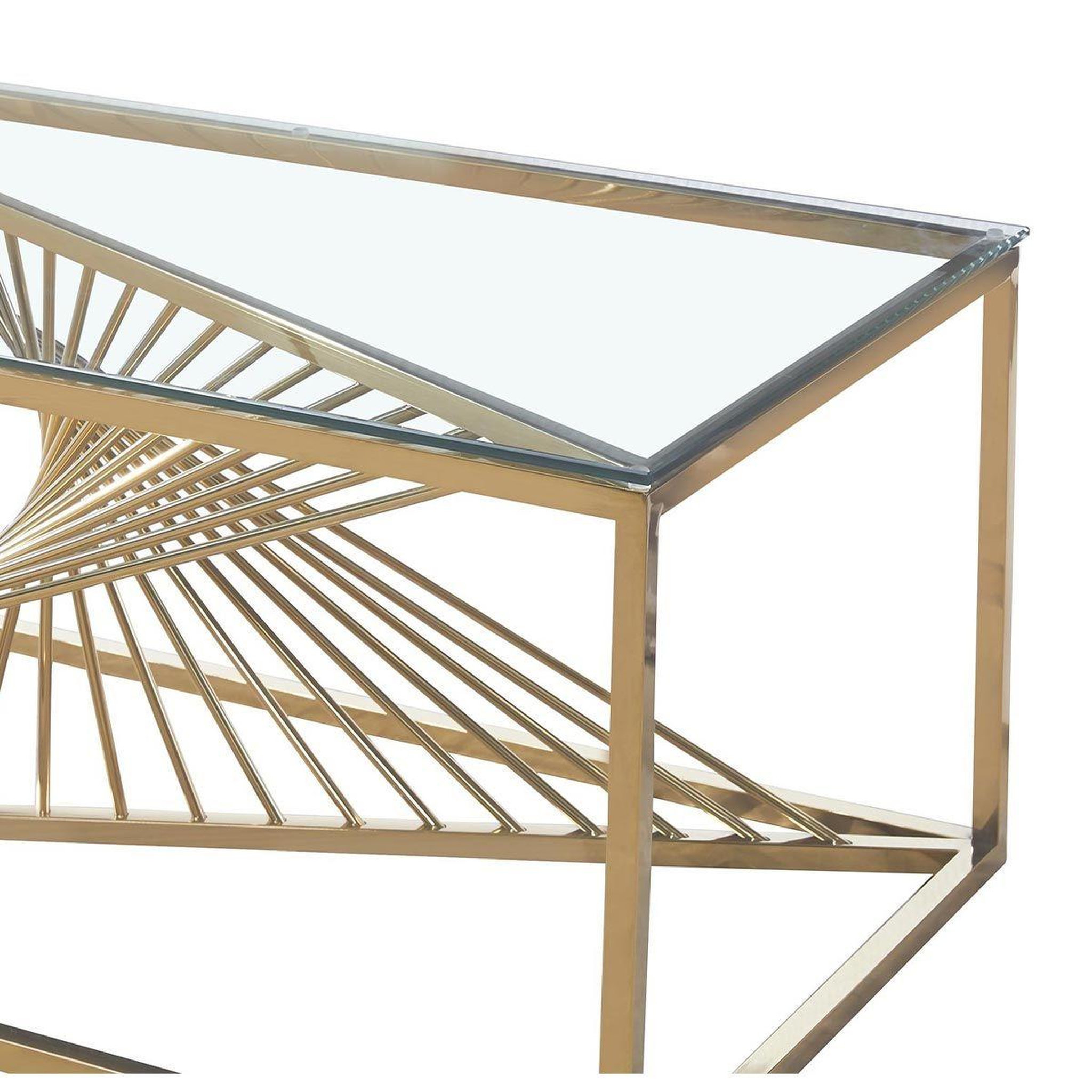 Voir la diapositive 3 : Paris Prix Table Basse Design en Verre  Tanya  120cm Or
